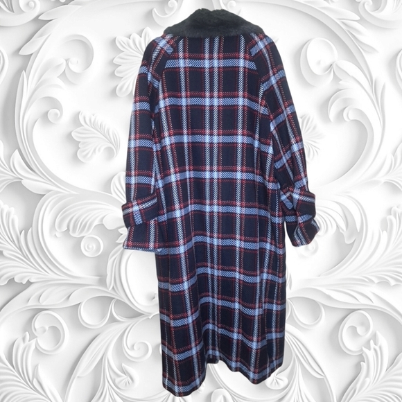 Victor Alfaro Collective Oversized Tweed Faux Fur Collar Coat XL - Picture 6 of 7